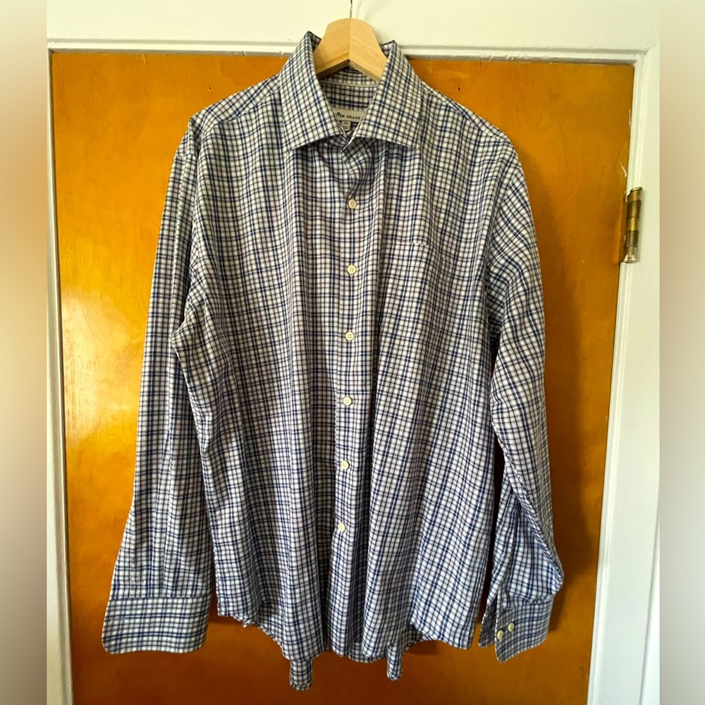 Peter Miller Gray and Blue Plaid XL Long Sleeve Shirt